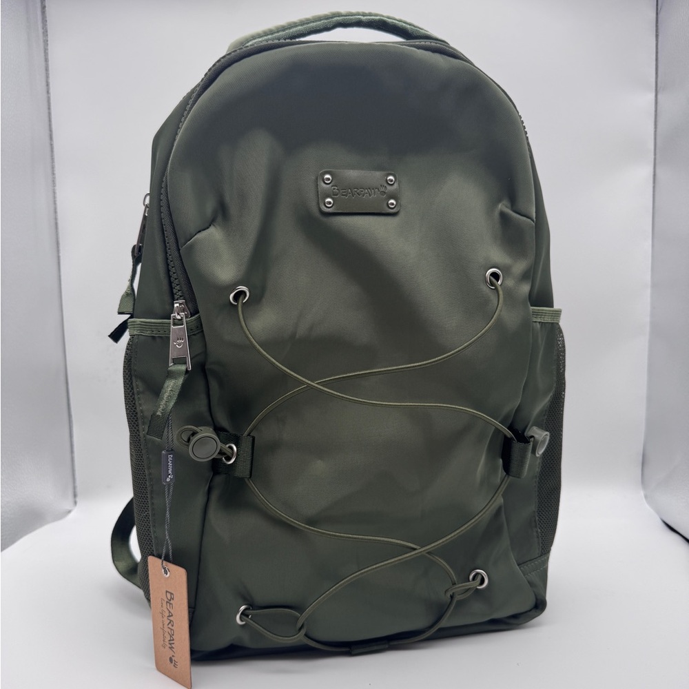 BearPaw Bungee Cord Backpack Green bear paw